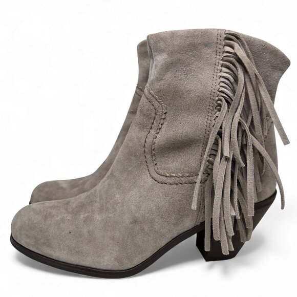 Sam Edelman Louie Suede Heeled Booties Women's Tan Western Fringe Cowgirl 6.5 - Picture 3 of 11